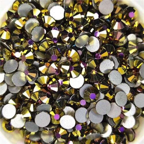 Gold Rose Hematite Super Glitter Crystal Nail Art Rhinestones Flatback Glass Non Hot Fix Rhinestone Glue On Nail Art Decorations