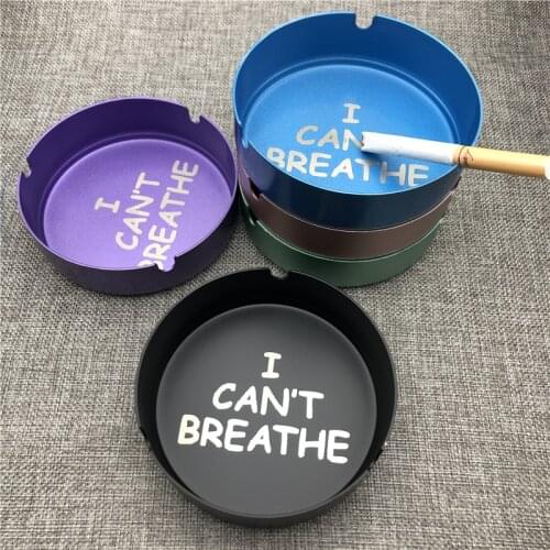 I Can't Breath 1pc Stainless Steel Colorful Ashtray 10 cm Cigar Ashtray Ash Tray Cigarette Rest Holder Laser Engrave Logo DIY