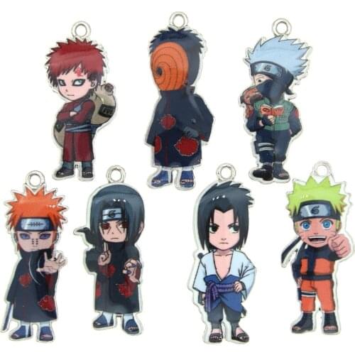 10pcs Japanese Anime Cartoons Character Ninja DIY Enamel Metal Charm Pendants keychain Jewelry Making Mobile Phone Accessories
