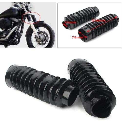 2PCS Motorcycle Rubber Fork Boots Gators Covers For Harley Softail FXST Dyna FXDWG FXWG 41mm Hole Universal