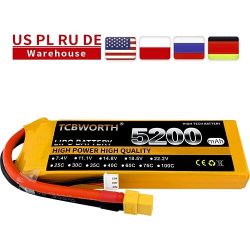 2S RCToys LiPo Battery 7.4V 5200mAh 35C 60C 2S For RC Airplane Helicopter Drone Car Boat Truck 2S Batteries LiPo 7.4V