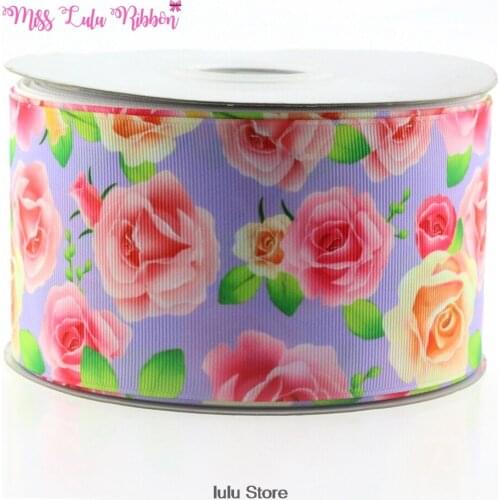 3"75mm pink rose printed grosgrain ribbon 7/8" 1-1/2"/red flower elastic ribbon handmade wedding decoration sewing elastic band