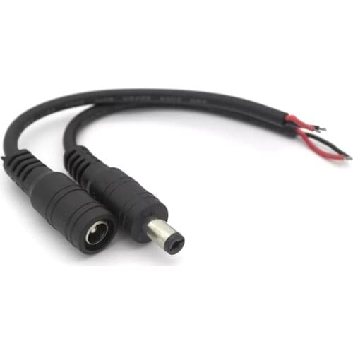5.5 x 2.1mm DC Female DC Male Power Jack LED Connector Adapter Wire Extension Cable 15cm For 5050 3528 led strip CCTV IP camera