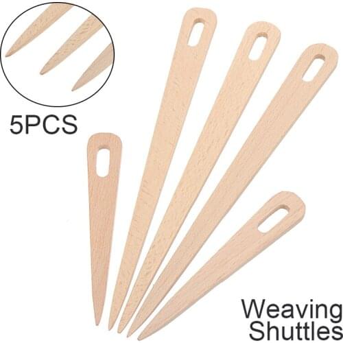 5pcs Wooden Hand Loom Stick DIY Wooden Weaving Shuttle Tapestry Wall Hanging Sweater Scarf Weaving Knit Handcrafts Tools