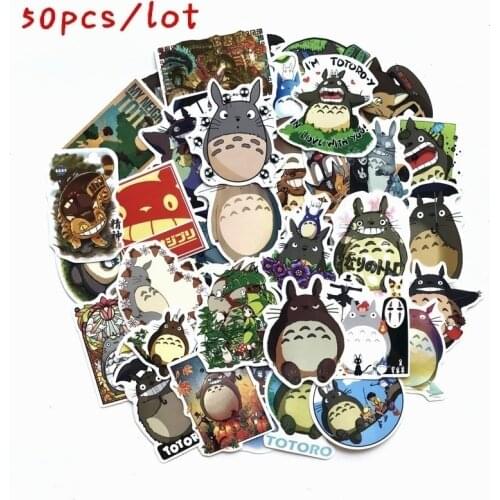 50pcs/lot New Cute Cartoon Totoro Suitcase Trolley Case Sticker Skateboard Laptop Graffiti Sticker Car Sticker