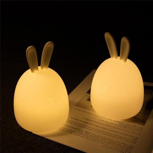 7 Colors Silicone Bunny Lamp LED Night Light LovelyRabbit USB Rechargeable Touch Sensor Colorful Night Lamp for Decoration Gift
