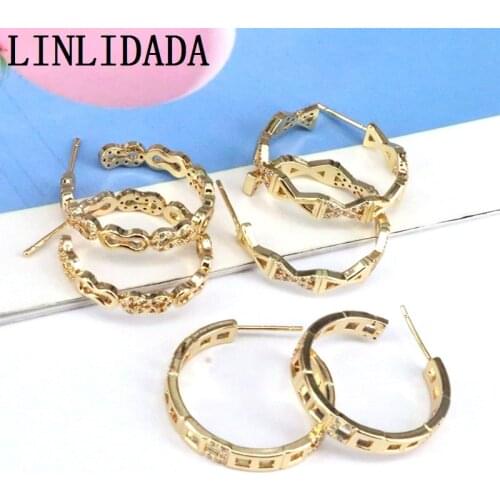 8Pairs, New design earring jewelry,cz micro pave earring,fashion gold plated circle earrings wholesale