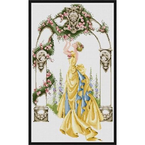 Rose In Gate and Courtyard Diamond Painting Full Round Diamond Embroidery Mosaic Cross Stitch Sets Picture of Rhinestones Icons