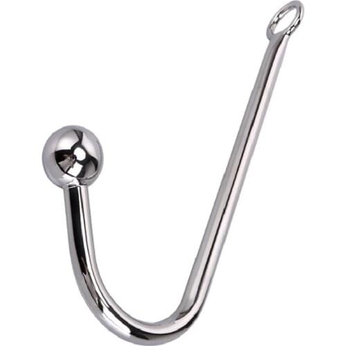 Stainless Steel Anal Hook with Anal Beads Hole Anal Hook Metal Butt Plug Anal Sex Toys Men Women Anus Dilator Prostate Massage