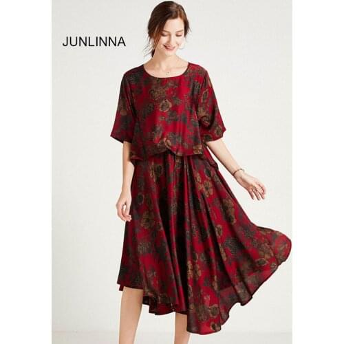 Satin Printing Dresses O-Neck Short Sleeve 2021 Fashion Summer New Women Plus Size Dress One Free Size Loose Dress