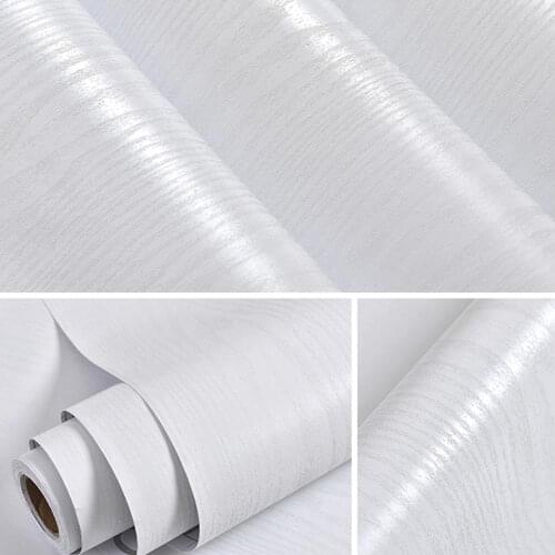 White Black Wood Wallpaper Kitchen Cabinet Vinyl Film Door Desk Table Furniture Renovation Stickers Wooden Grain Contact Paper