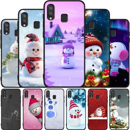 Lovely Snowman Christmas black soft phone Case For Samsung A10 20 30 40 50 30S 50S 60 70 M10 M30S M40 A31 51 71 A20E A10E A21S