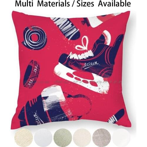 Tools Of A Hockey Player Pillow Case Throw Pillow Cover Cotton Linen Flax Hockey Ice Skates Stick Puck Tape Sock Tape