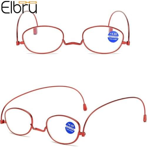 Elbru Anti-blue Light Reading Glasses 360 Degree Rotating Presbyopic Glasses Metal Farsightedness Spectacles With Leather Sheath