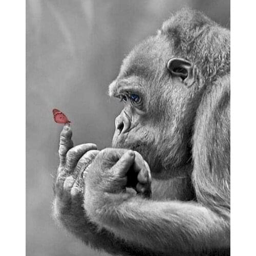 GATYZTORY Chimpanzee 5D DIY Diamond Painting Animal Handmade Mosaic Art Home Decor Cross Stitch Gift Rhinestone Kits