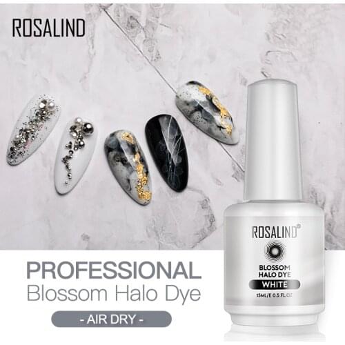 ROSALIND Nail Polish White Blossom Halo Dyeing Air Dry Manicure Decoration Blooming For DIY Nail Art Base Top Hybrid Varnishes