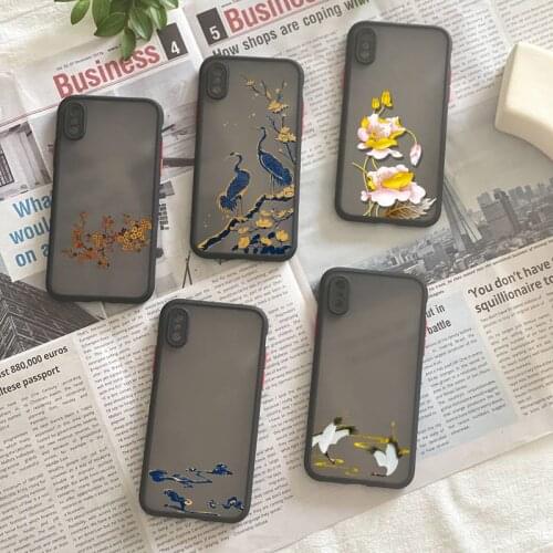 Classical Bronzing Stroke Phone Case Matte Fundas Shell Cover For Iphone 6 6s 7 8 Plus Xr X Xs 11 12 13 Mini Pro Max
