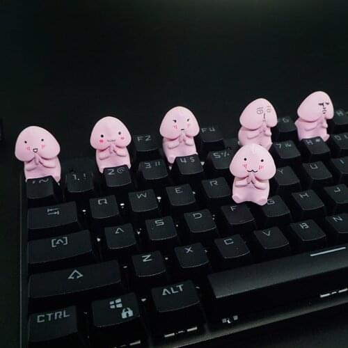 Spoof Personality Keycaps Creative Tintin Expression Keycap Cartoon Keyboard Caps 7 Various Expression Keycaps Funny Key Caps