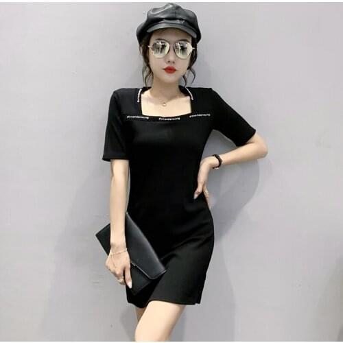 Summer new fashion Square collar printing short Sleeve dress Women Fashion Casual Woman dresses Korean clothing women