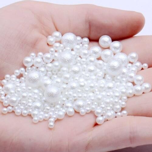 Small Bag White Color New Design Many Sizes No Hole Imitation Resin Wrinkle Pearls Round Beads Gem For Jewelry Making DIY Craft