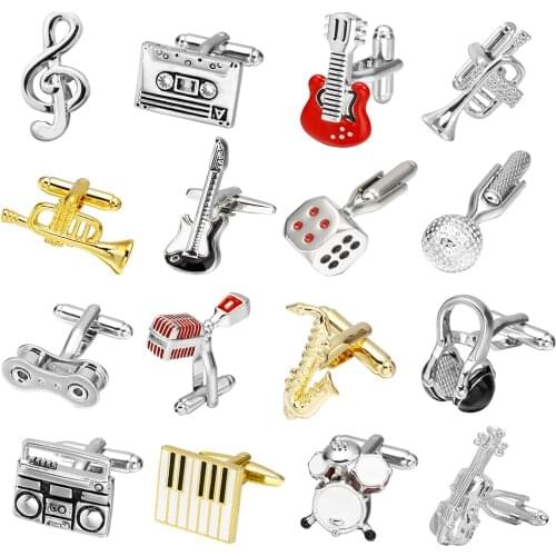 MeMolissa Free Shipping 18 Designs Guitar Cufflinks Music Design Musical Note Cuff Links Piano Movement Cufflinks Men Jewelry