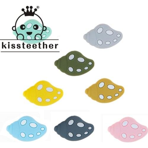 Kissteether Mini Cute Silicone Conch Bead Baby Teether Food Grade Infant Teething Bead For DIY Nursing Necklace Accessories Toy