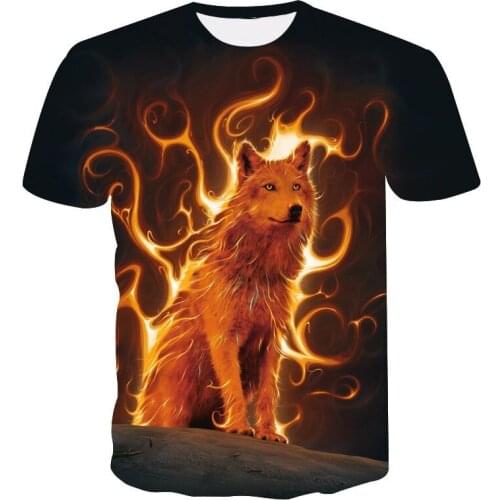 2021 Wolf printed T-shirt mens 3d T-shirt mens and womens casual street tops T-shirt short sleeve round neck T-shirt fashion