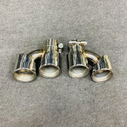 Car Exhaust Muffler Tip Dual Out Exhaust Pipe 304 Stainless Steel Car Exhaust Tip h shape For BMW 640i Original Bumper