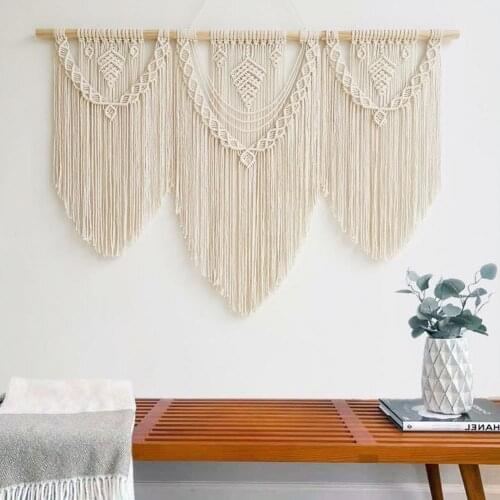 Macrame Wall Hanging Handwoven Door Curtain Cotton Rope Boho Tapestry Home Decor Woven Tapestry Wall Art Macrame Decor Curtain