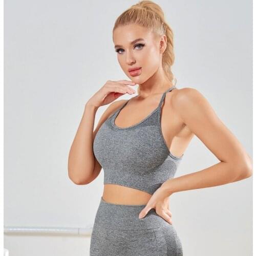 CHRLEISURE New Sports Tight Running Breathable Bra Women Knitted Seamless Yoga Workout Clothes Bra
