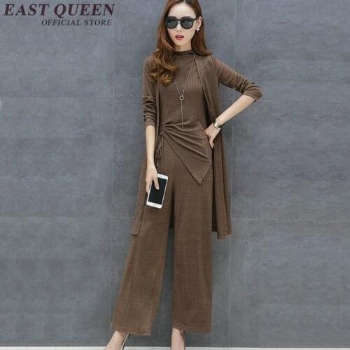 New autumn pantsuit elegant pantsuit women solid color pant suit long sleeve cardigan womens 3 piece pant suit AA2822 YQ