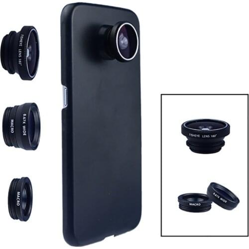 Phone Camera Lens 180 Fish eye Wide Macro With Case Cover For Samsung Galaxy s8 plus s6 edge S5 note 3 in 1 mini es kit