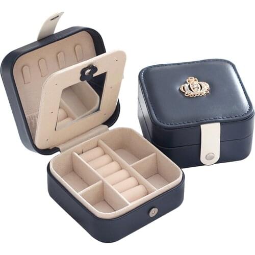 Korean Style Jewelry Organizer Display Travel Jewelry Case Portable Jewelry Box Magnetic Buckle PU Earrings Ring Storage Box