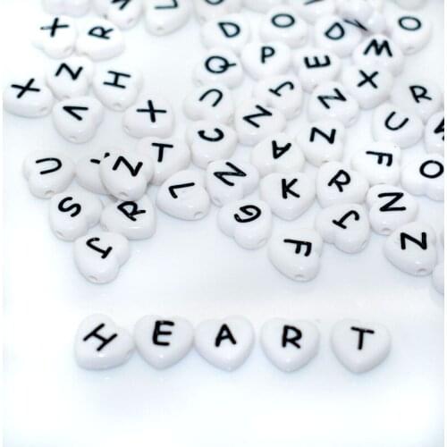 11mm 500pcs Random Mixed Flat Flower Heart Alphabet/ Letter Acrylic Loose Beads Findings For DIY Garment Accessories