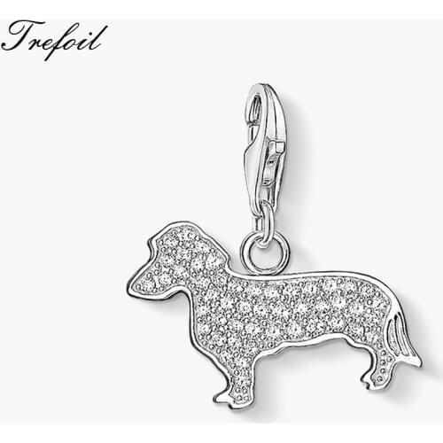 Dog Dachshund Charms Pendant,Fashion Jewelry 925 Sterling Silver Cute Original Gift For Women Men Fit Bracelet Necklace 2018