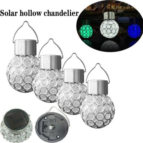 Solar Hanging Light Outdoor Waterproof LED Hollow Ball Small Chandelier Light Control Lawn Garden Garden Light Decoration