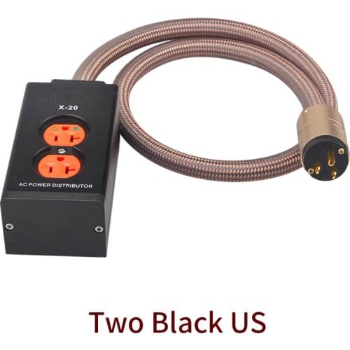 Xangsane Aluminum Alloy Red Copper US Wire-in Audio Power Socket Golden Throat 1.5M AU/US Power Cable 2/4/6 (Black/Silver)