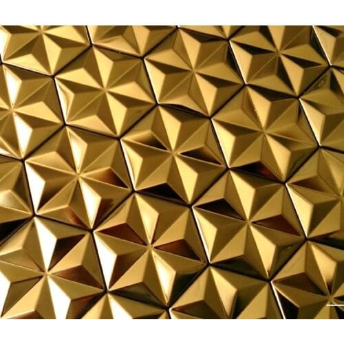 Self adhesive golden snowflake design stainless steel metal mosaic tiles for kitchen backsplash tiles hallway Conservatory