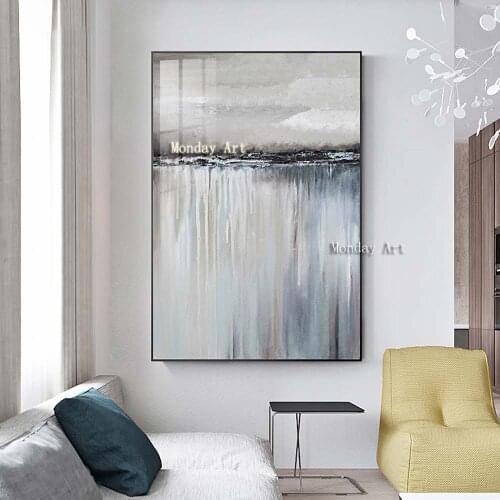 Hand painted modern art posters picture Minimalist wall art Grey Canvas oil Painting Home Decor Wall painting For Living Room