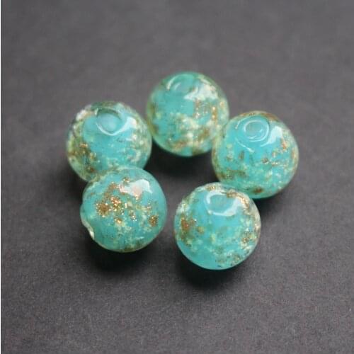 10pcs/lot 12mm Lampwork Glass Beads Glass Luminous Beads Solid Blue Color With Shinning Sand for earring necklace making