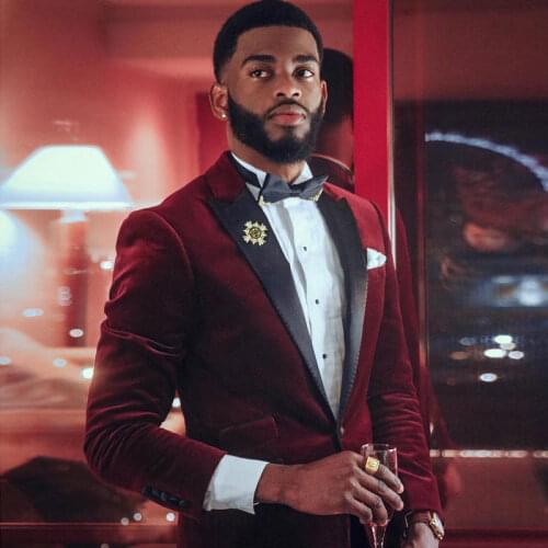 Burgundy Velvet Men Suits Peaked Lapel Tailored Formal Tuxedos For Wedding Groom Wear Prom Blazers Only The Jacket