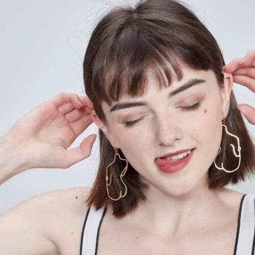 Artsy Figure Outline Dangle Earrings For Women 2021 Gold Tone INS Brief Hot Body Shape Korean Drop Earrings Gift For Her