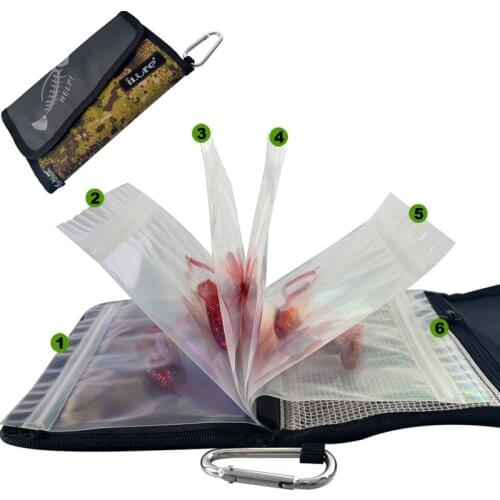 Waterproof & Durable Multi Fishing Lure Bag Fishing Bait Hook Storage Box with 6 Transparent PE bag Have Seal and 2 Zipper Bags