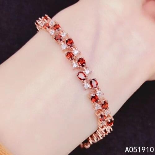 KJJEAXCMY boutique jewelry 925 sterling silver inlaid Natural Garnet ladies bracelet support detection luxurious popular