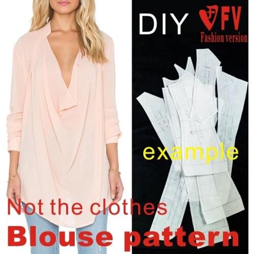 Ladies Long Style Swing Collar Shirt Clothing Cutting Drawing 1:1 Design Pattern BCY-75