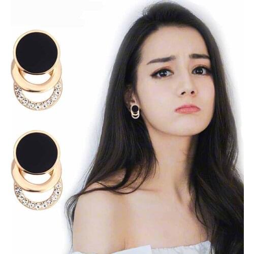 Black Crystal Earrings For Women Stud Earrings for Women Wedding Party Statement Ear Jewelry Round Geometric Earrings