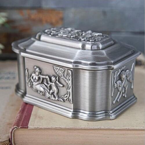 European retro tin alloy metal jewelry box makeup organizer drawer organizer storage metal tin box ring box Z163