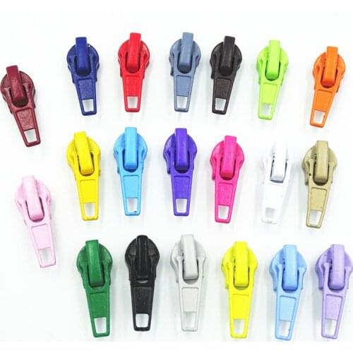10 Colors 5# 100Pcs Nylon Coil Auto Lock Zipper Puller DIY Sewing Tool