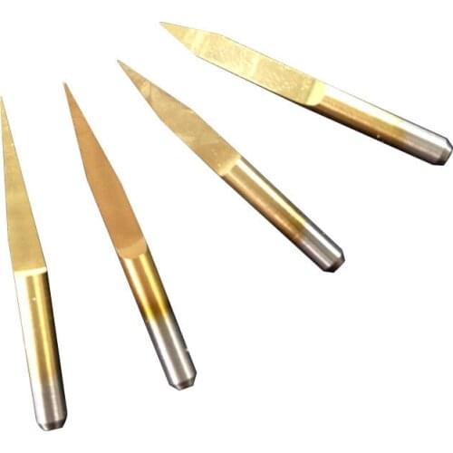 10 Pcs 3.175 Shank Titanium Coated Engraving Cutter Bit Tungsten Carbide V Shape Milling Cutter PCB 30/90 Degree CNC Router Bit