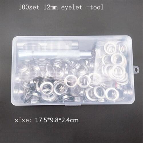100 Sets 12mm Metal Eyelet With Washer Install Tool 3 Piece Punch Leather Craft DIY Shoes Belt Canvas Metal Buttons